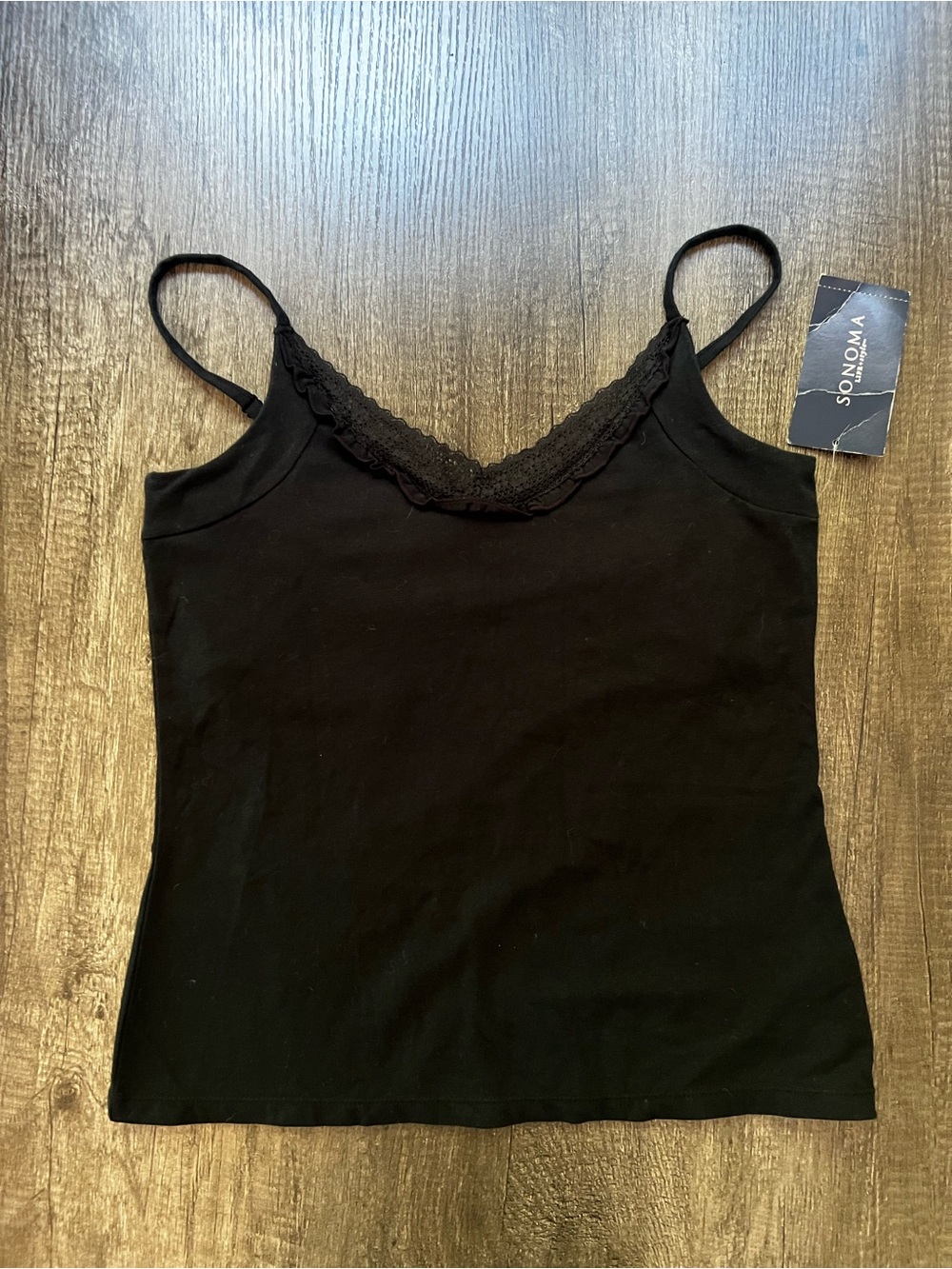 Sonoma Black Lace-Trim Camisole
